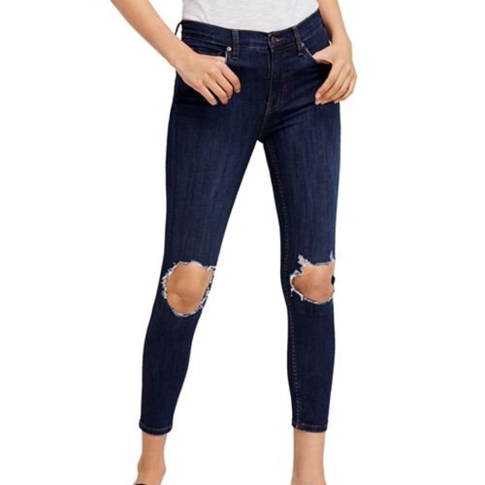 Free People High Rise Busted Knee Skinny